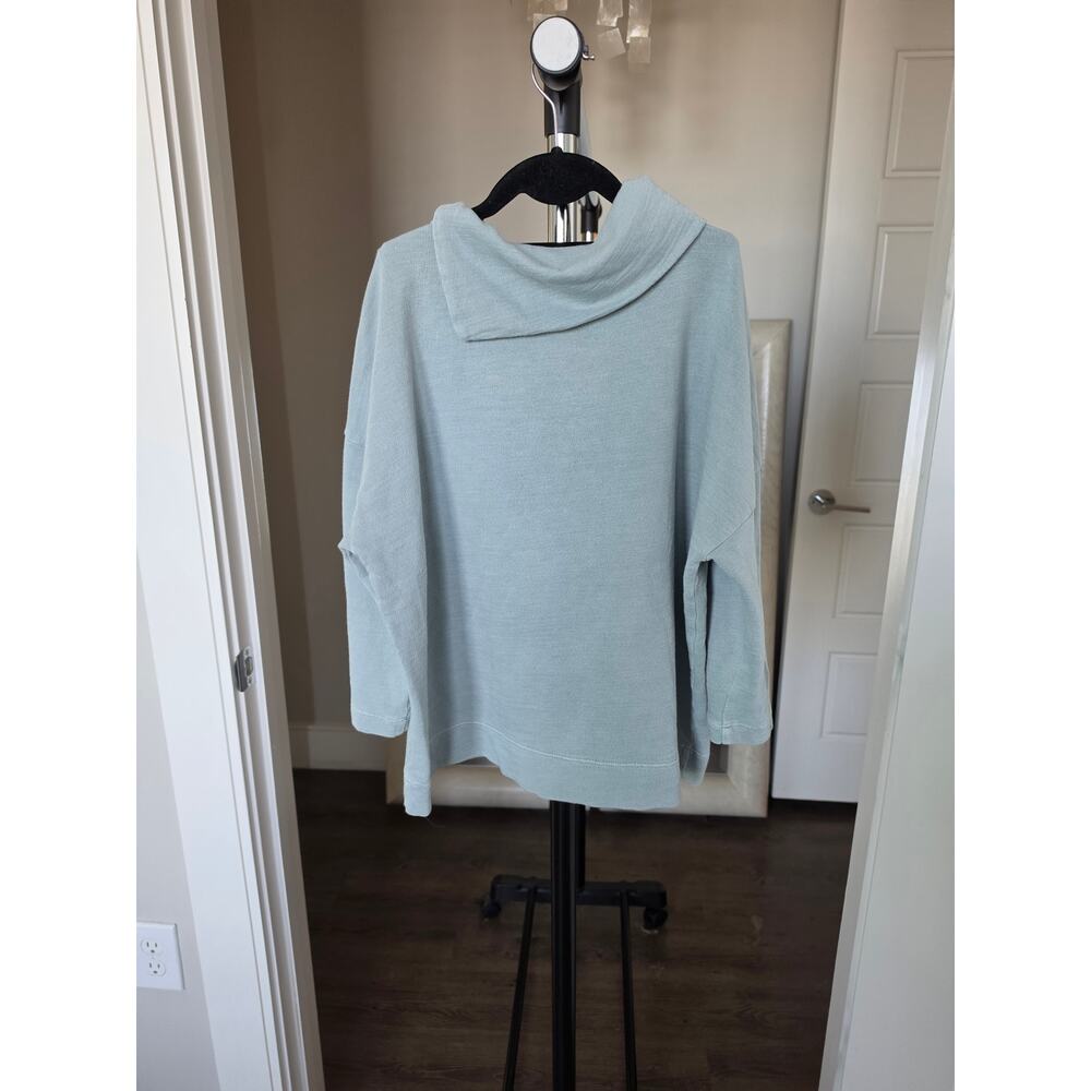 Pure Jill Split Neck Terry Lined Boxy Knit Top Light Blue Size M - Picture 4 of 5